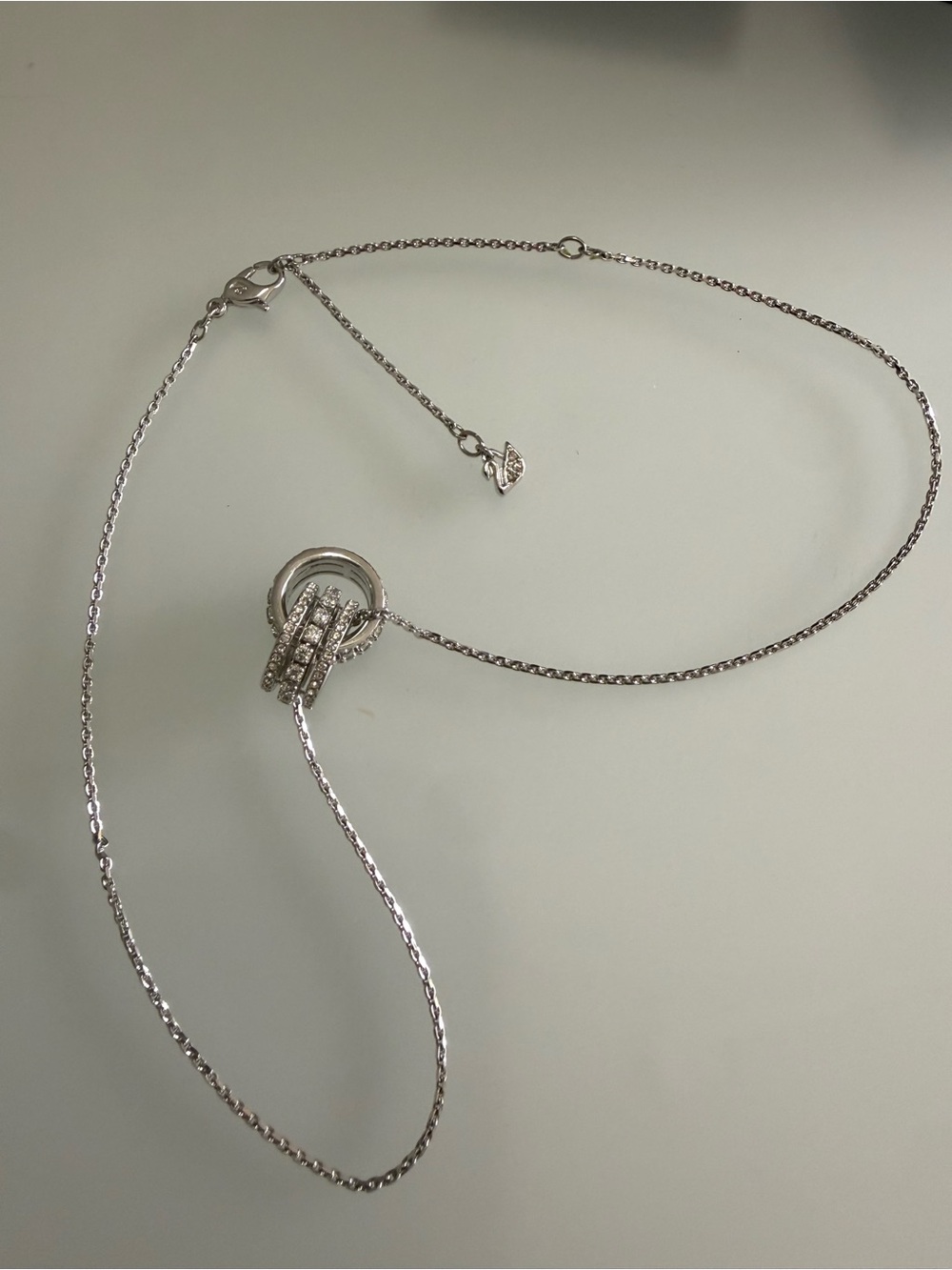 Swarovski Silver Crystal Multi-Ring Pendant Necklace